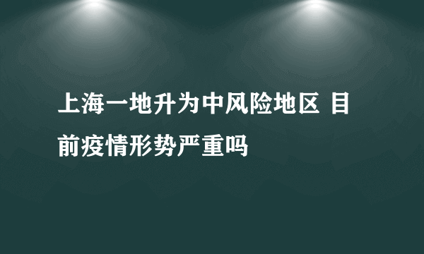 上海一地升为中风险地区 目前疫情形势严重吗