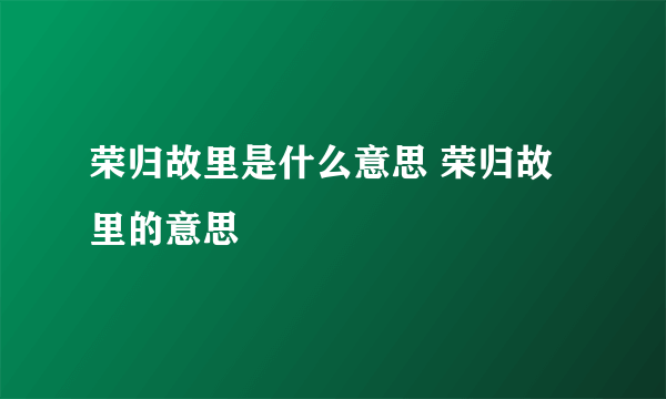 荣归故里是什么意思 荣归故里的意思