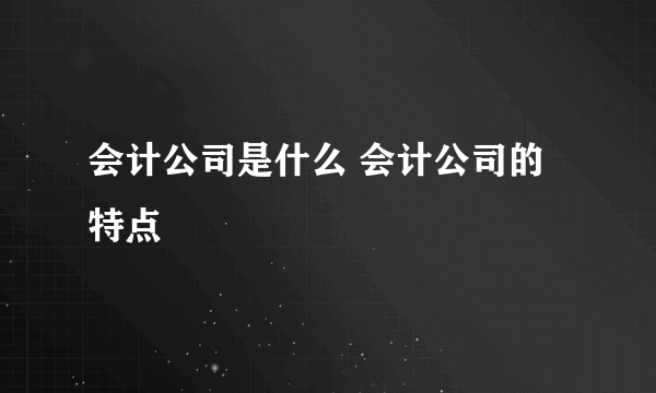 会计公司是什么 会计公司的特点