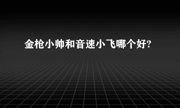 金枪小帅和音速小飞哪个好?