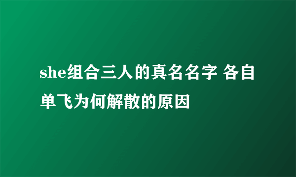 she组合三人的真名名字 各自单飞为何解散的原因