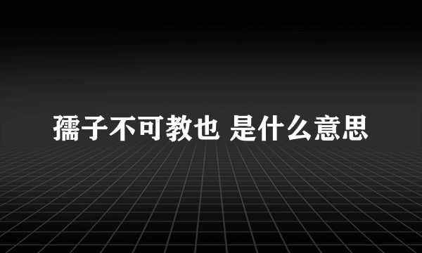 孺子不可教也 是什么意思