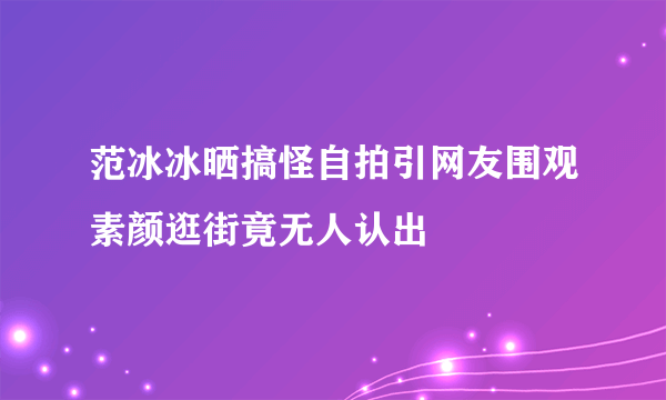 范冰冰晒搞怪自拍引网友围观素颜逛街竟无人认出