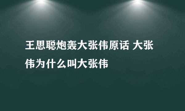 王思聪炮轰大张伟原话 大张伟为什么叫大张伟