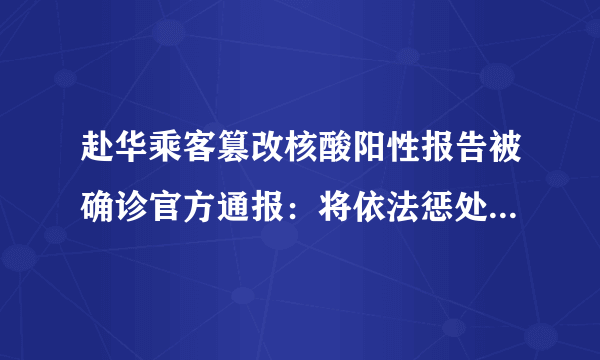 赴华乘客篡改核酸阳性报告被确诊官方通报：将依法惩处！-飞外