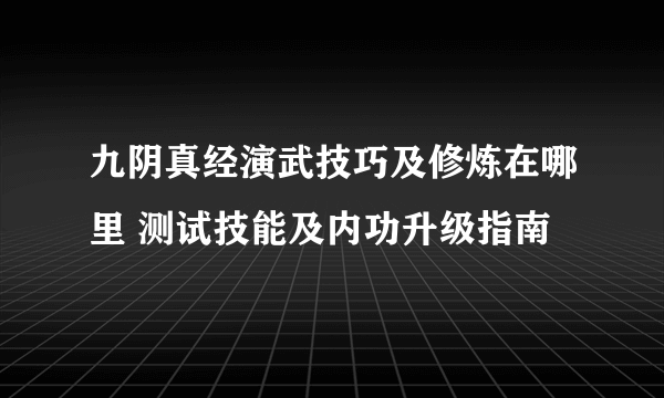 九阴真经演武技巧及修炼在哪里 测试技能及内功升级指南