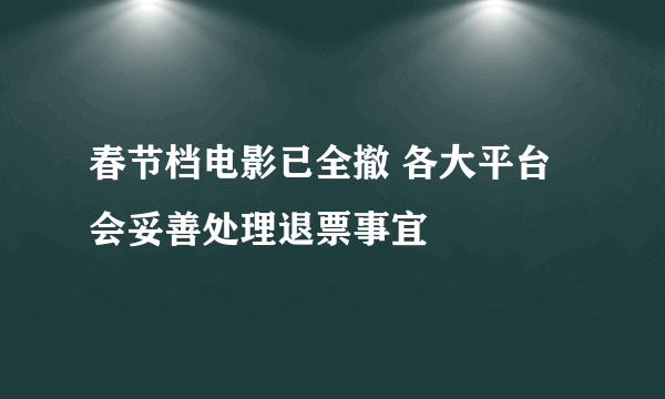 春节档电影已全撤 各大平台会妥善处理退票事宜