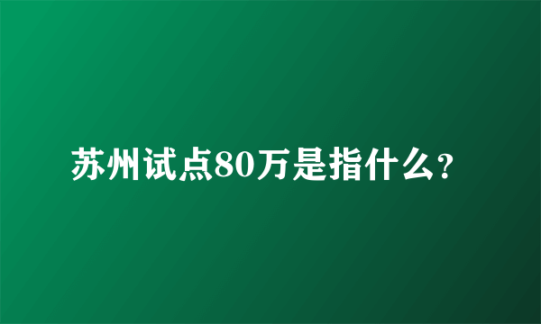 苏州试点80万是指什么？