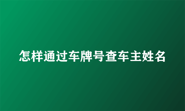 怎样通过车牌号查车主姓名