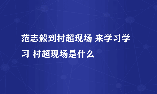 范志毅到村超现场 来学习学习 村超现场是什么