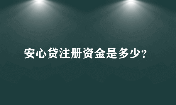 安心贷注册资金是多少？