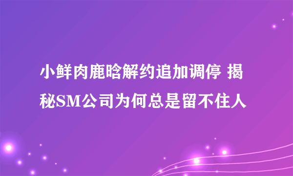 小鲜肉鹿晗解约追加调停 揭秘SM公司为何总是留不住人