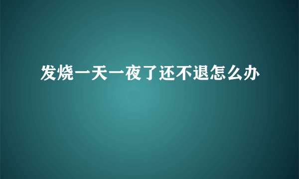 发烧一天一夜了还不退怎么办