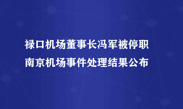 禄口机场董事长冯军被停职 南京机场事件处理结果公布