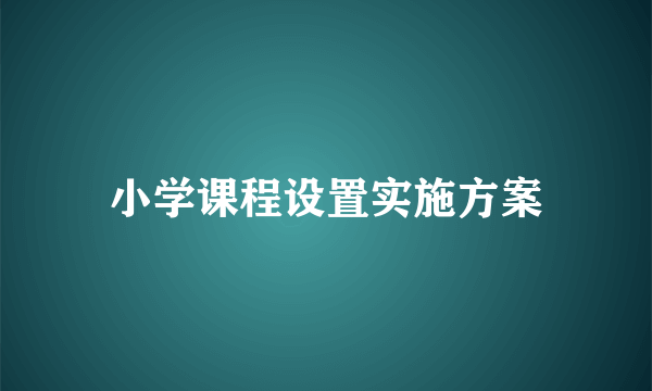 小学课程设置实施方案