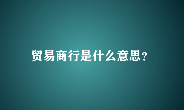 贸易商行是什么意思？