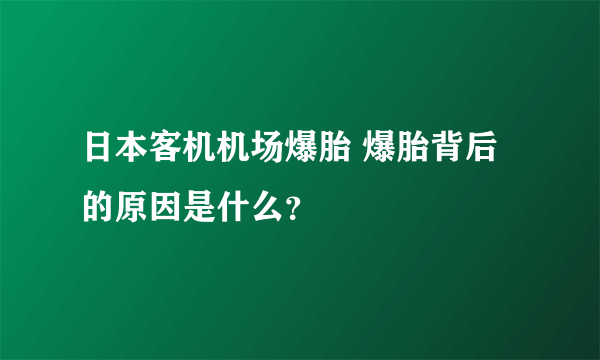 日本客机机场爆胎 爆胎背后的原因是什么？