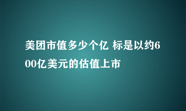 美团市值多少个亿 标是以约600亿美元的估值上市