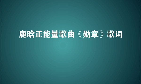 鹿晗正能量歌曲《勋章》歌词