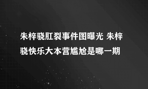 朱梓骁肛裂事件图曝光 朱梓骁快乐大本营尴尬是哪一期