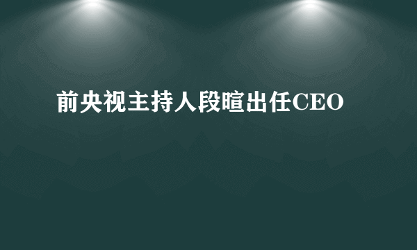 前央视主持人段暄出任CEO