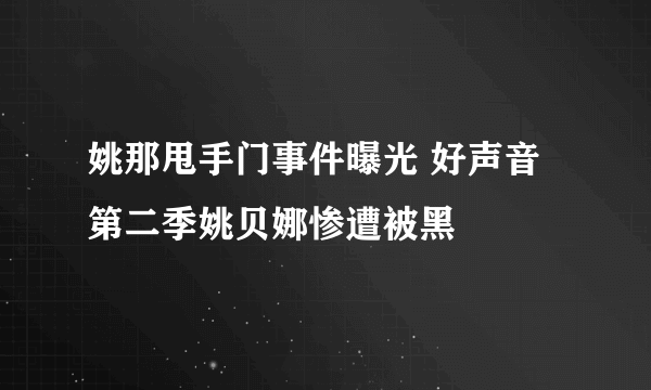 姚那甩手门事件曝光 好声音第二季姚贝娜惨遭被黑