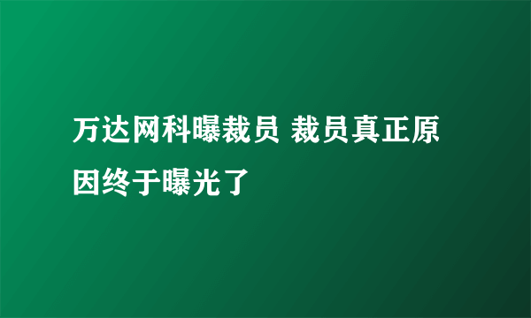 万达网科曝裁员 裁员真正原因终于曝光了