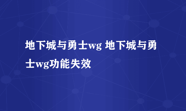 地下城与勇士wg 地下城与勇士wg功能失效