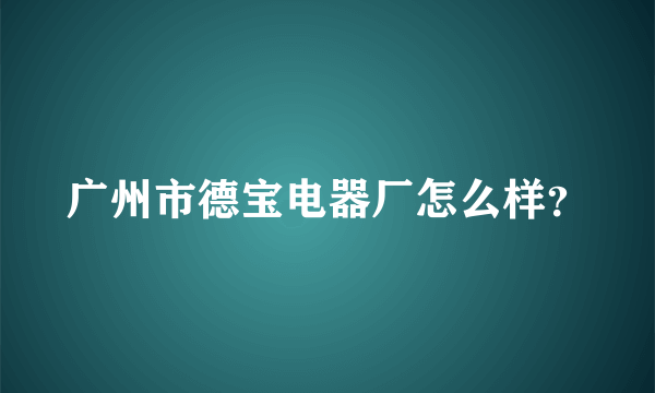 广州市德宝电器厂怎么样？