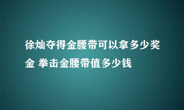 徐灿夺得金腰带可以拿多少奖金 拳击金腰带值多少钱