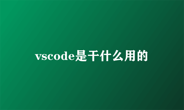 vscode是干什么用的