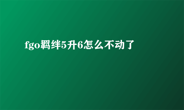 fgo羁绊5升6怎么不动了