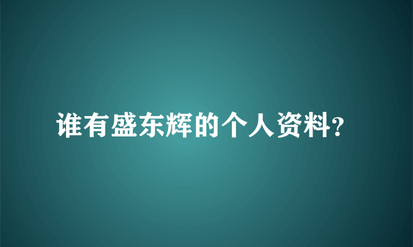 谁有盛东辉的个人资料？