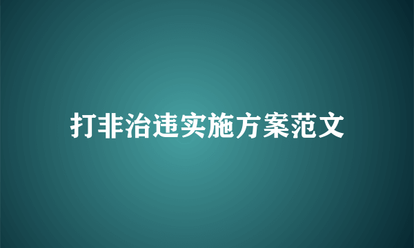 打非治违实施方案范文