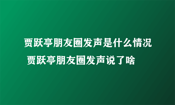 贾跃亭朋友圈发声是什么情况 贾跃亭朋友圈发声说了啥