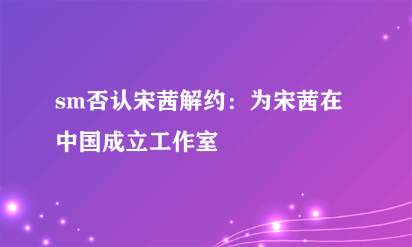 sm否认宋茜解约：为宋茜在中国成立工作室