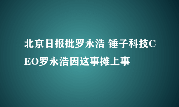 北京日报批罗永浩 锤子科技CEO罗永浩因这事摊上事