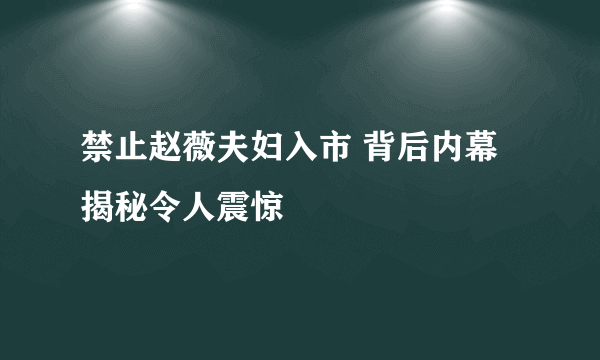 禁止赵薇夫妇入市 背后内幕揭秘令人震惊