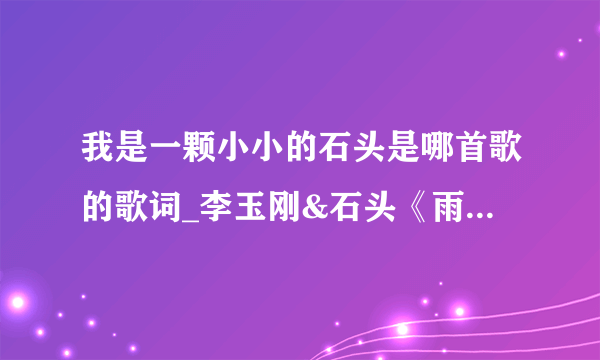 我是一颗小小的石头是哪首歌的歌词_李玉刚&石头《雨花石》歌词