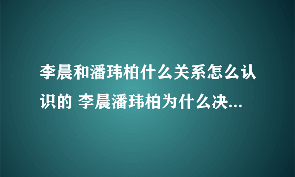 李晨和潘玮柏什么关系怎么认识的 李晨潘玮柏为什么决裂怎么回事