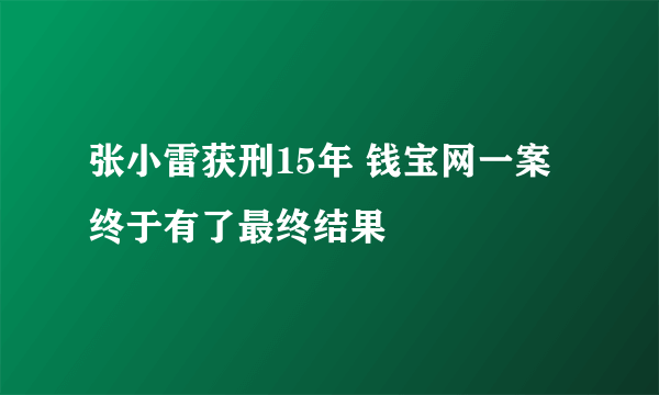 张小雷获刑15年 钱宝网一案终于有了最终结果