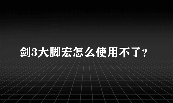 剑3大脚宏怎么使用不了？