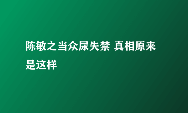 陈敏之当众尿失禁 真相原来是这样