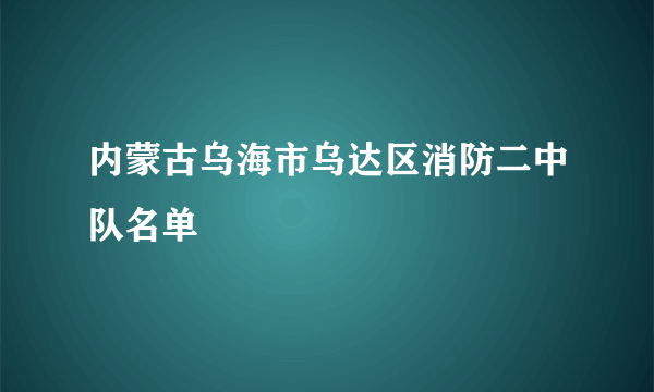 内蒙古乌海市乌达区消防二中队名单