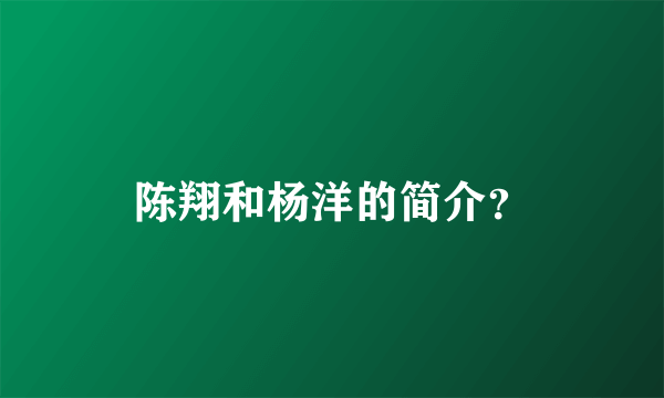 陈翔和杨洋的简介？