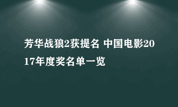 芳华战狼2获提名 中国电影2017年度奖名单一览