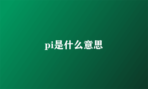 pi是什么意思