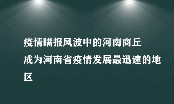 疫情瞒报风波中的河南商丘 成为河南省疫情发展最迅速的地区