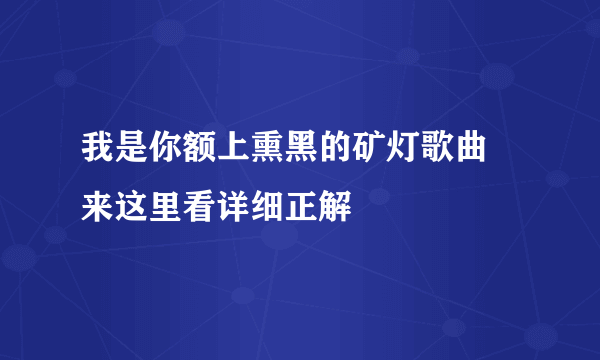 我是你额上熏黑的矿灯歌曲 来这里看详细正解