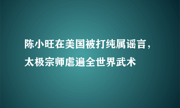 陈小旺在美国被打纯属谣言，太极宗师虐遍全世界武术 